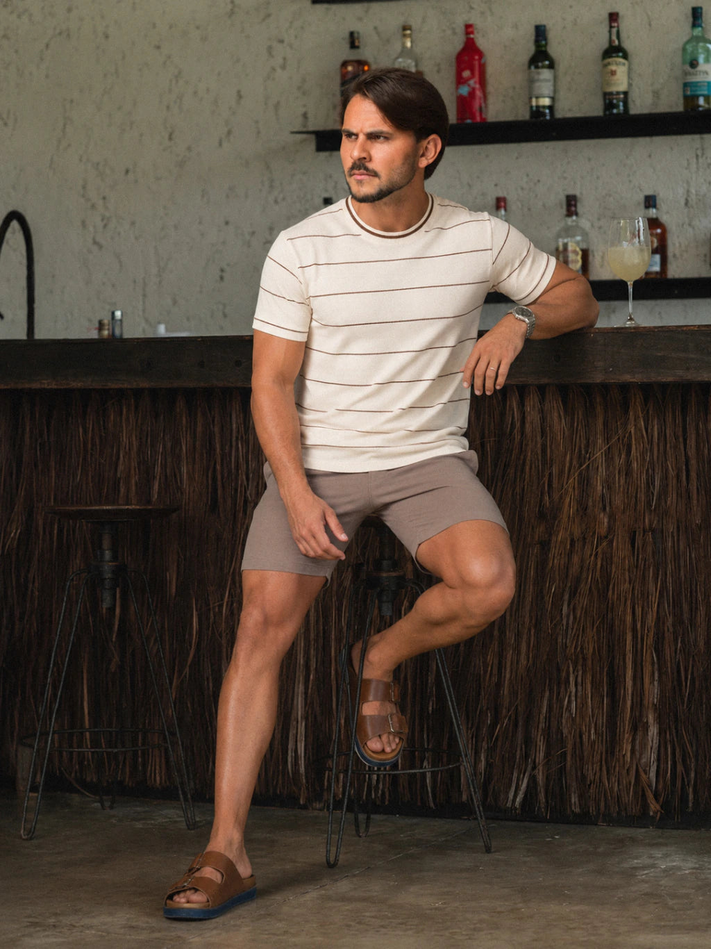 T-SHIRT STRIPE MARROM