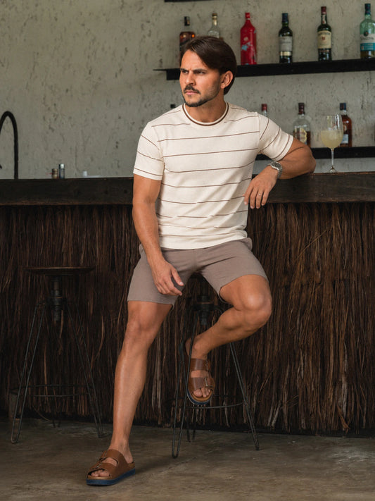 T-SHIRT STRIPE MARROM