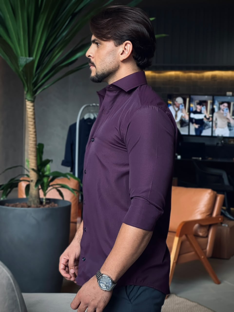 CAMISA FIO 50 VINHO