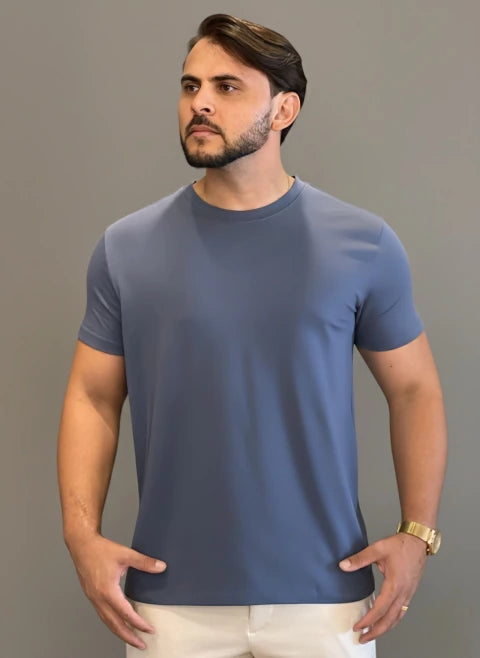 T-SHIRT INTERLOCK PIMA AZUL