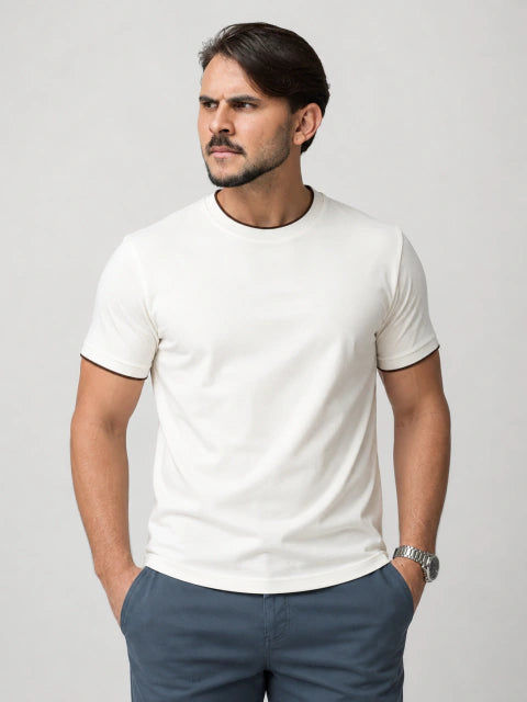 T-SHIRT GOLA E PUNHO OFF
