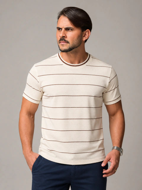 T-SHIRT STRIPE MARROM