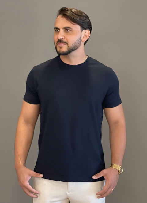 T-SHIRT INTERLOCK PIMA MARINHO