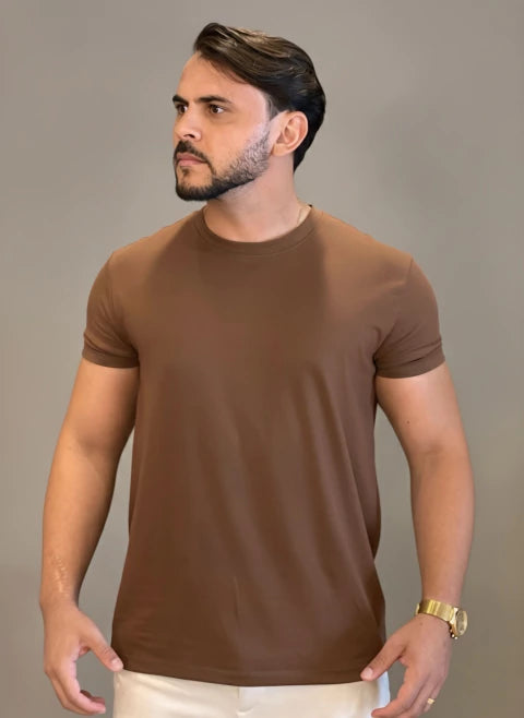 T-SHIRT INTERLOCK PIMA MARROM