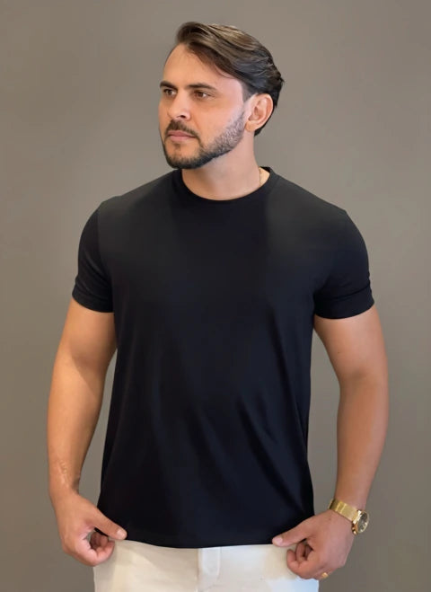 T-SHIRT INTERLOCK PIMA PRETA