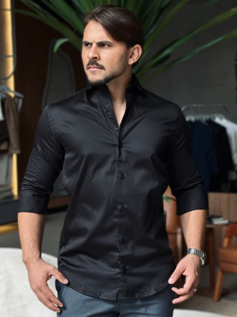 CAMISA FIO 100 EGIPCIO PRETA