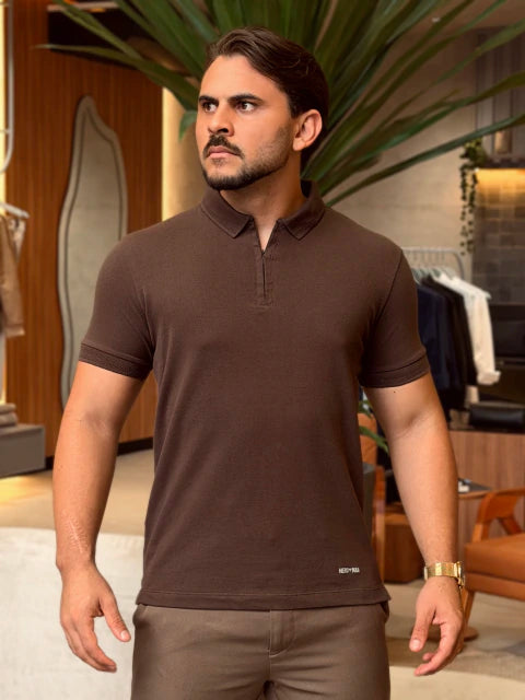 POLO PIQUET DOMMA MARROM